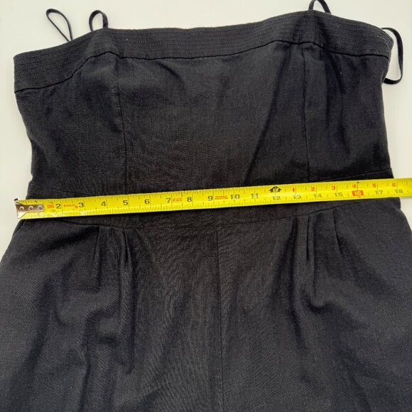 J.Crew Factory Women’s 16 Linen Blend Jumpsuit Black Cropped Wide Leg Belted - Picture 11 of 15